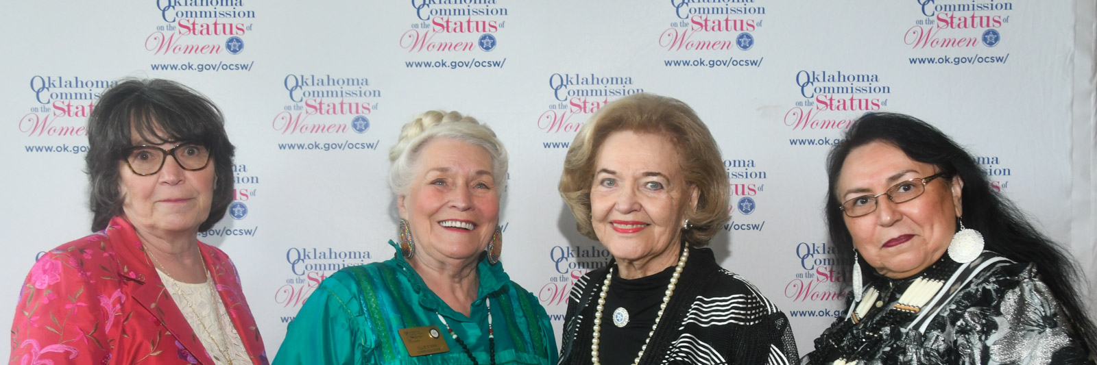 A group picture with Carleen Burger at one of the Oklahoma Commission for Status of Women events