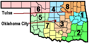 color coded map showing the eight odot divisions across the state