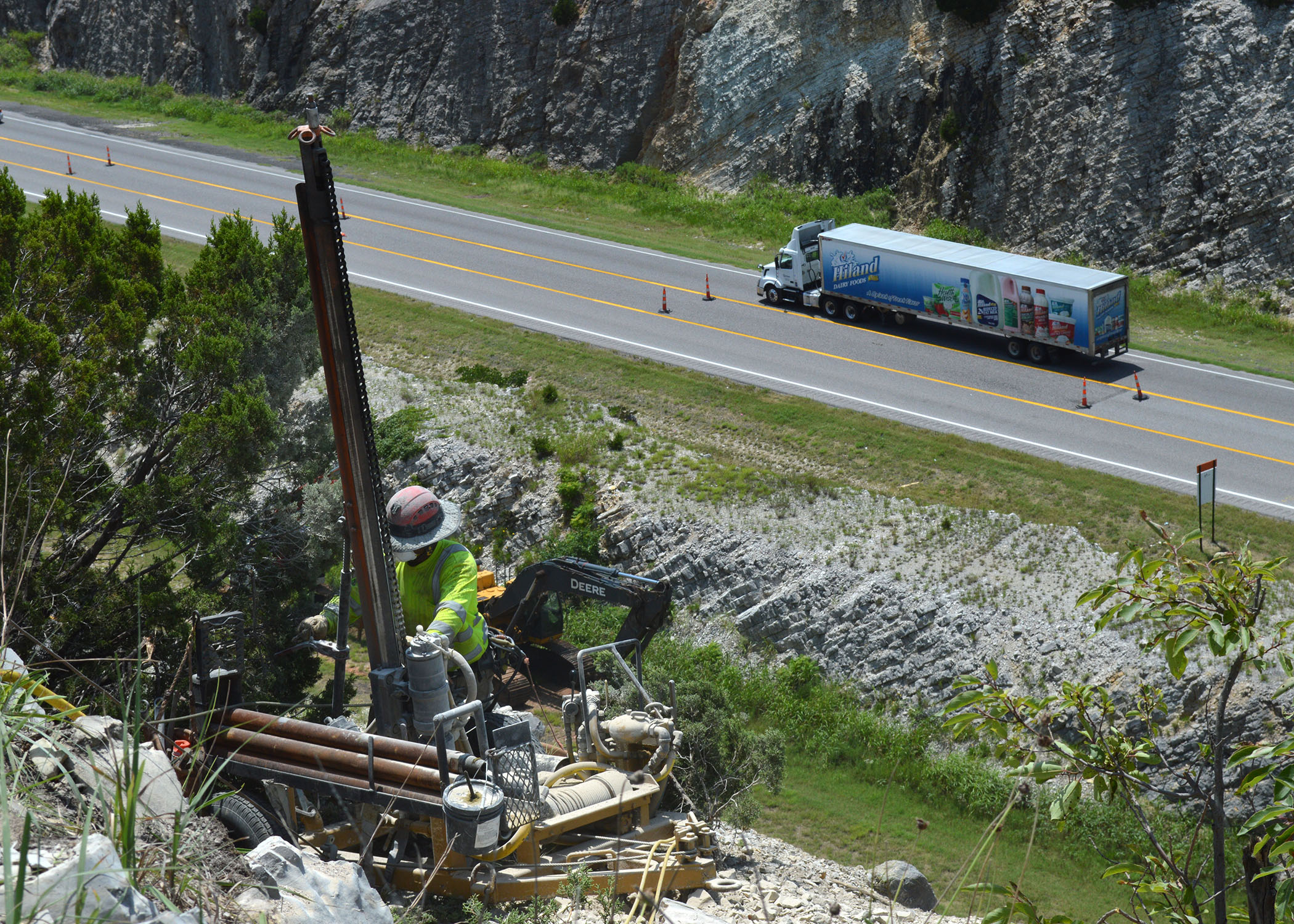 Work is underway to address the rock slide on I-35 in the Arbuckle Mountains.