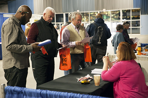 Potential candidates attend a major transportation job fair. The Oklahoma Department of Transportation successfully partners with businesses to connect workers with opportunities in the transportation field.