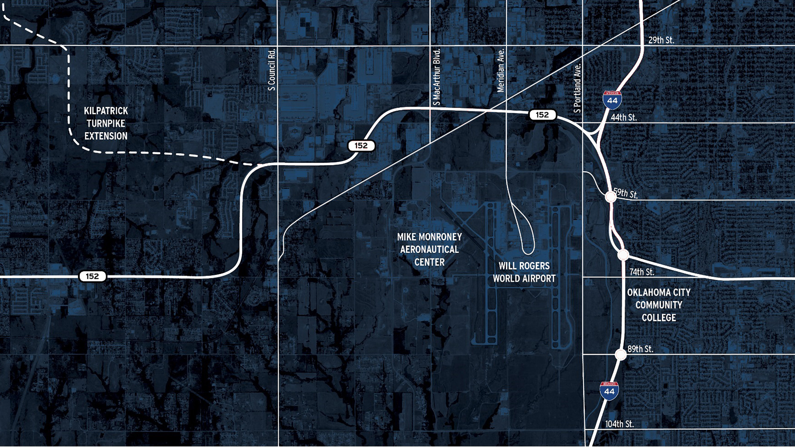 Map of SH-152 and I-44 corridors in OKC