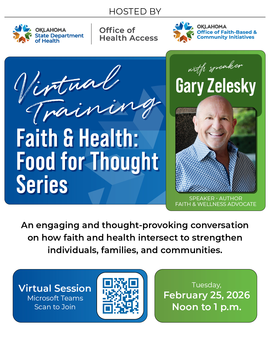 Food for Thought flyer with smiling man