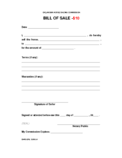 OHRC Bill of Sale
