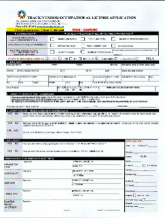 Track/Vendor Occupational License Application