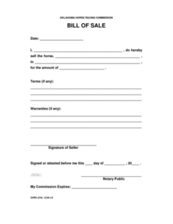 OHRC Bill of Sale