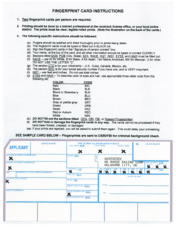 Fingerprint Card Instructions