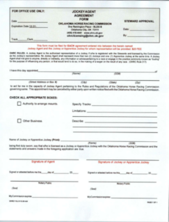 Jockey Agent Agreement Form