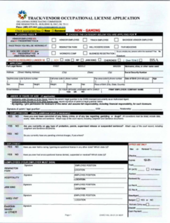 Track/Vendor Occupational License Application