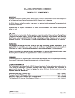 OHRC Trainers Test Requirements