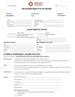 REGISTERED HORSE STATUS FORM