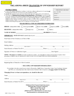 REGISTERED HORSE TRANSFER OF OWNERSHIP