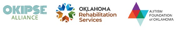 OKIPSE Alliance. Circle of arrows. Oklahoma Rehabilitation Services 6 triangles. Autism Foundation of Oklahoma.