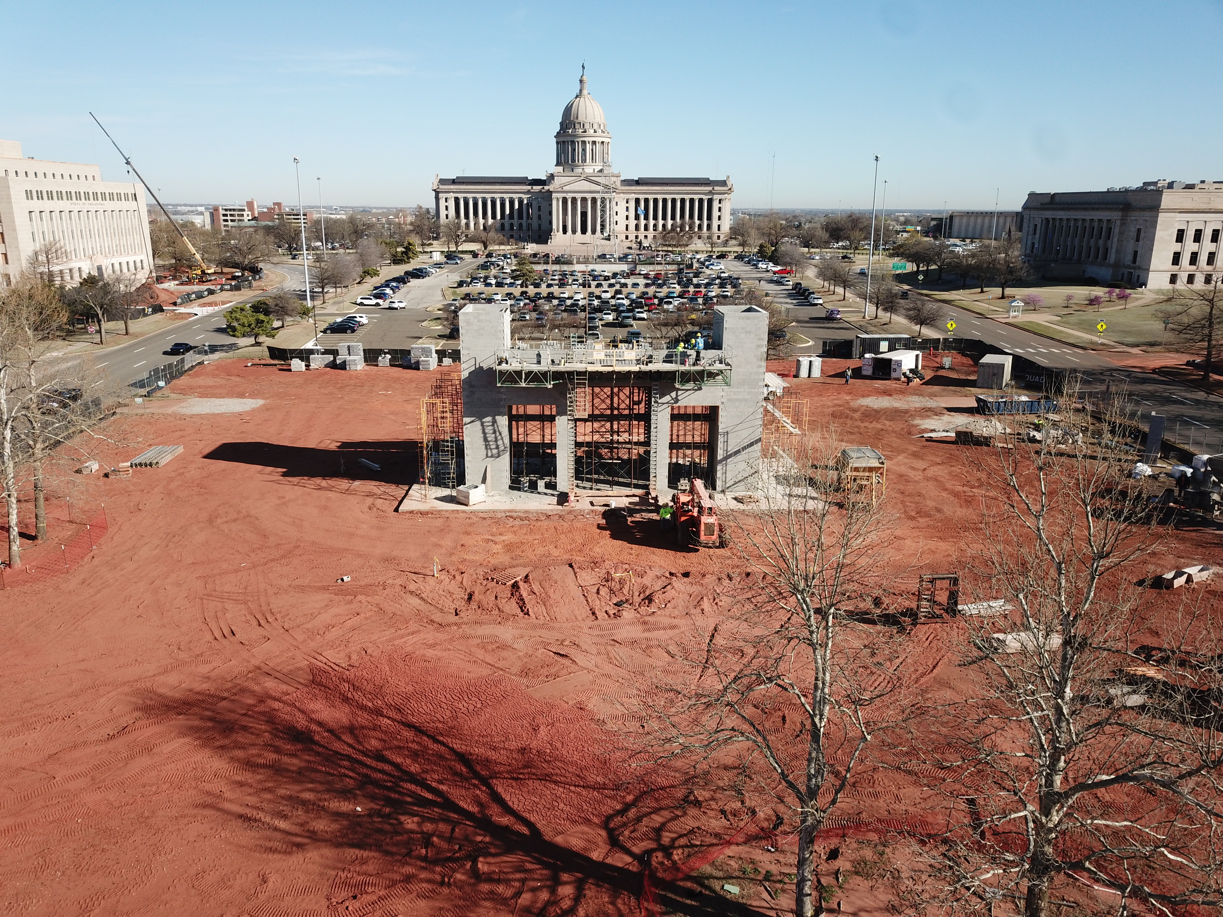 Construction progress at the 45th Division National Guard Arch and Park as of March 2026. (Photo provided by QUAD Construction.)