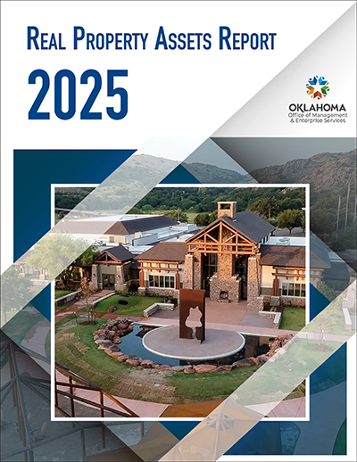 Cover of the 2025 Real Property Asset Report published by the Office of Management and Enterprise Services.