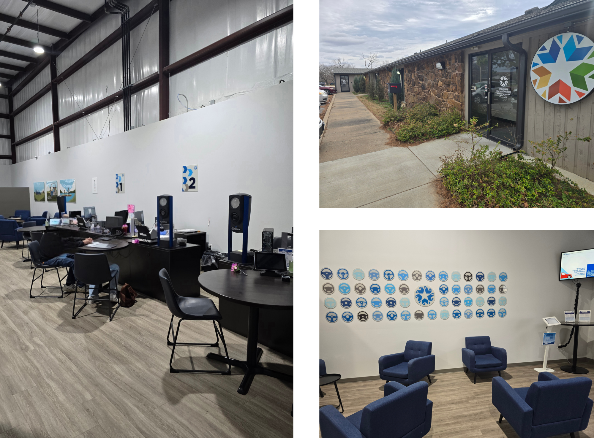 A collage of the Claremore office spaces