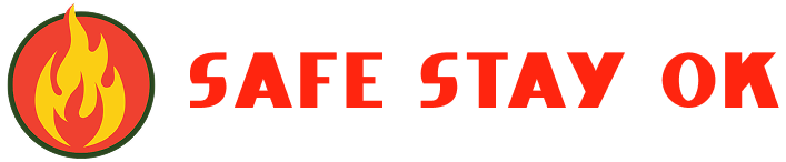 safe stay ok logo red and yellow, home page link