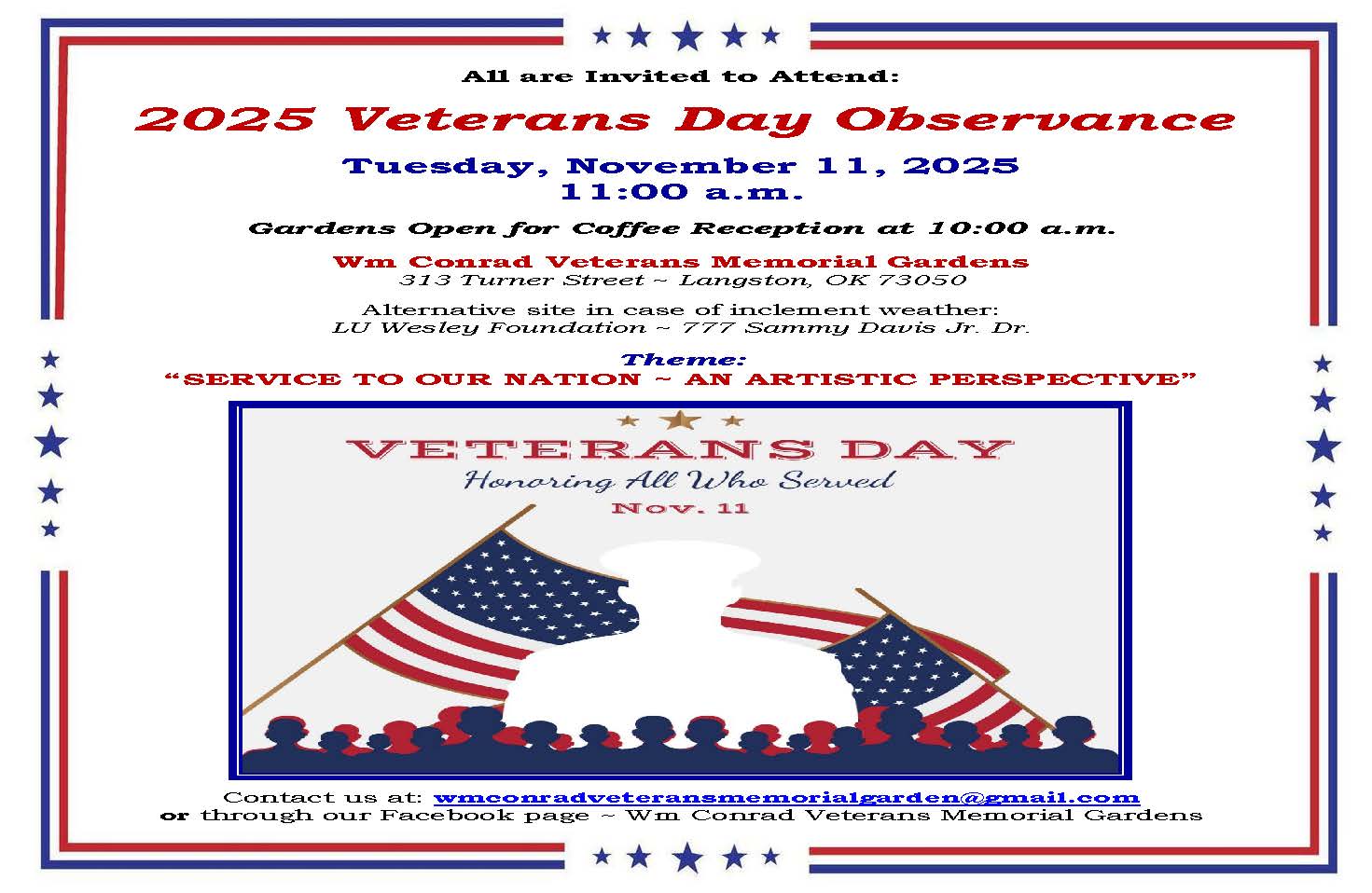 Wm Conrad Veterans Memorial Gardens 2025 Veterans Day Flyer