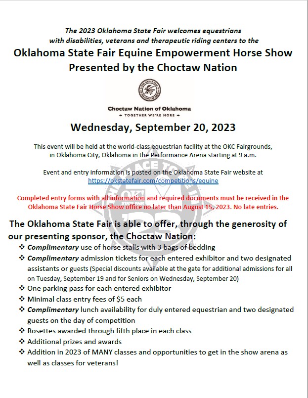 State Fair Equine Event Sept 2023