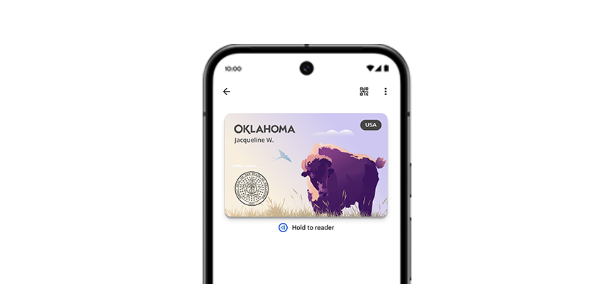 Android phone with the Oklahoma Digital ID in Google Wallet