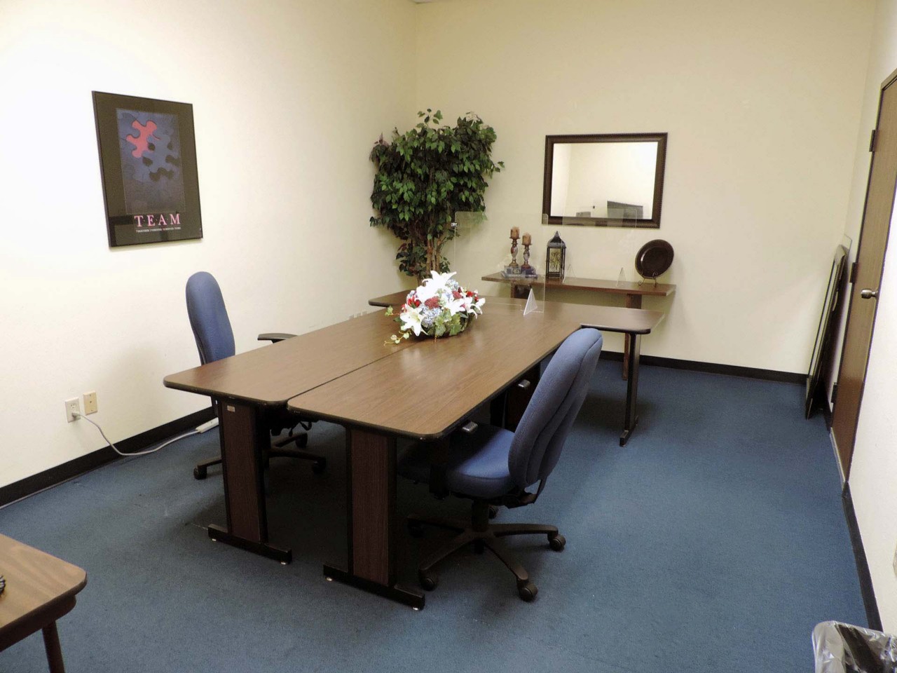 Interview room available for employers to utilize.