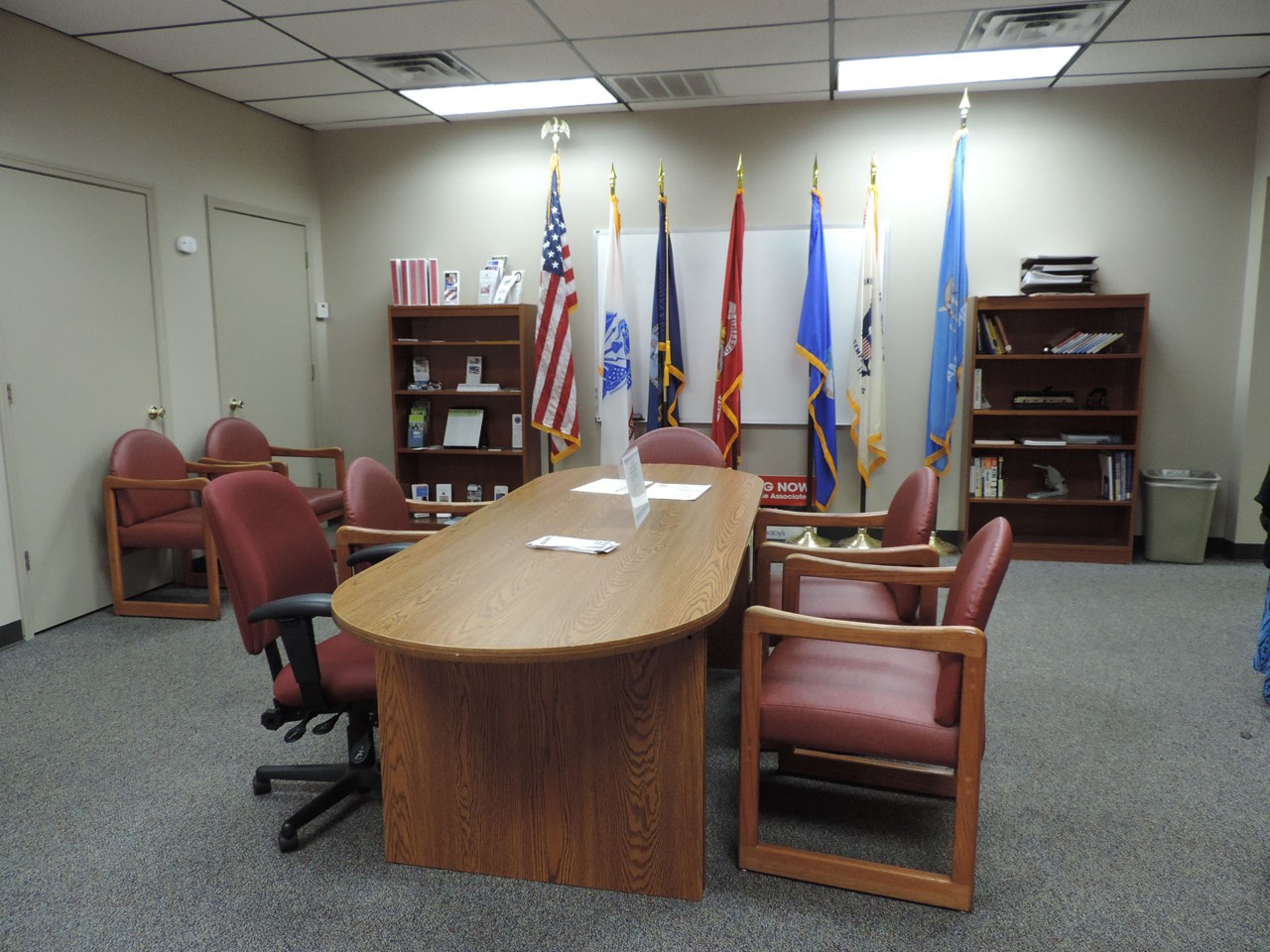 Conference or training room with available white board, and tables/chairs.
