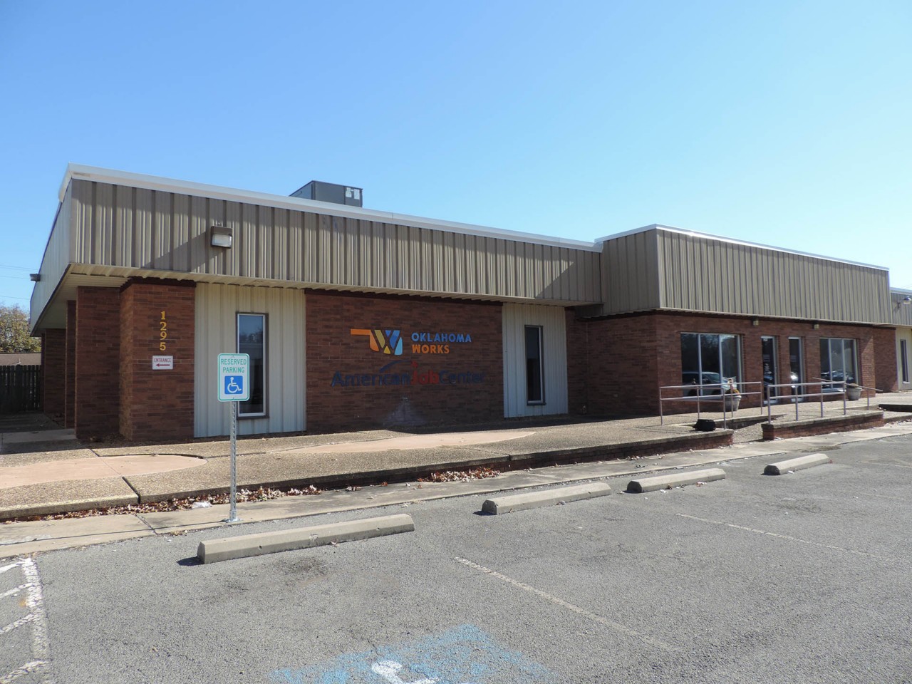 Office exterior view from the parking area.          