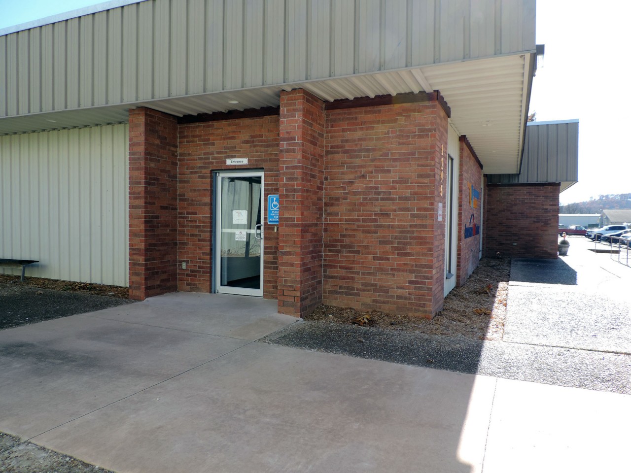 Office exterior view from the sidewalk.          