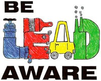 a hand colored logo for "Be Lead Aware"