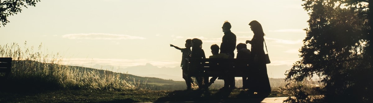 Family in the sunset