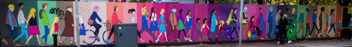 Color Banner people walking