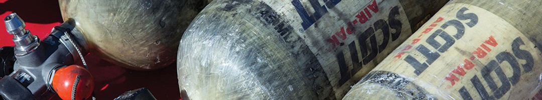 closeup of three air tanks