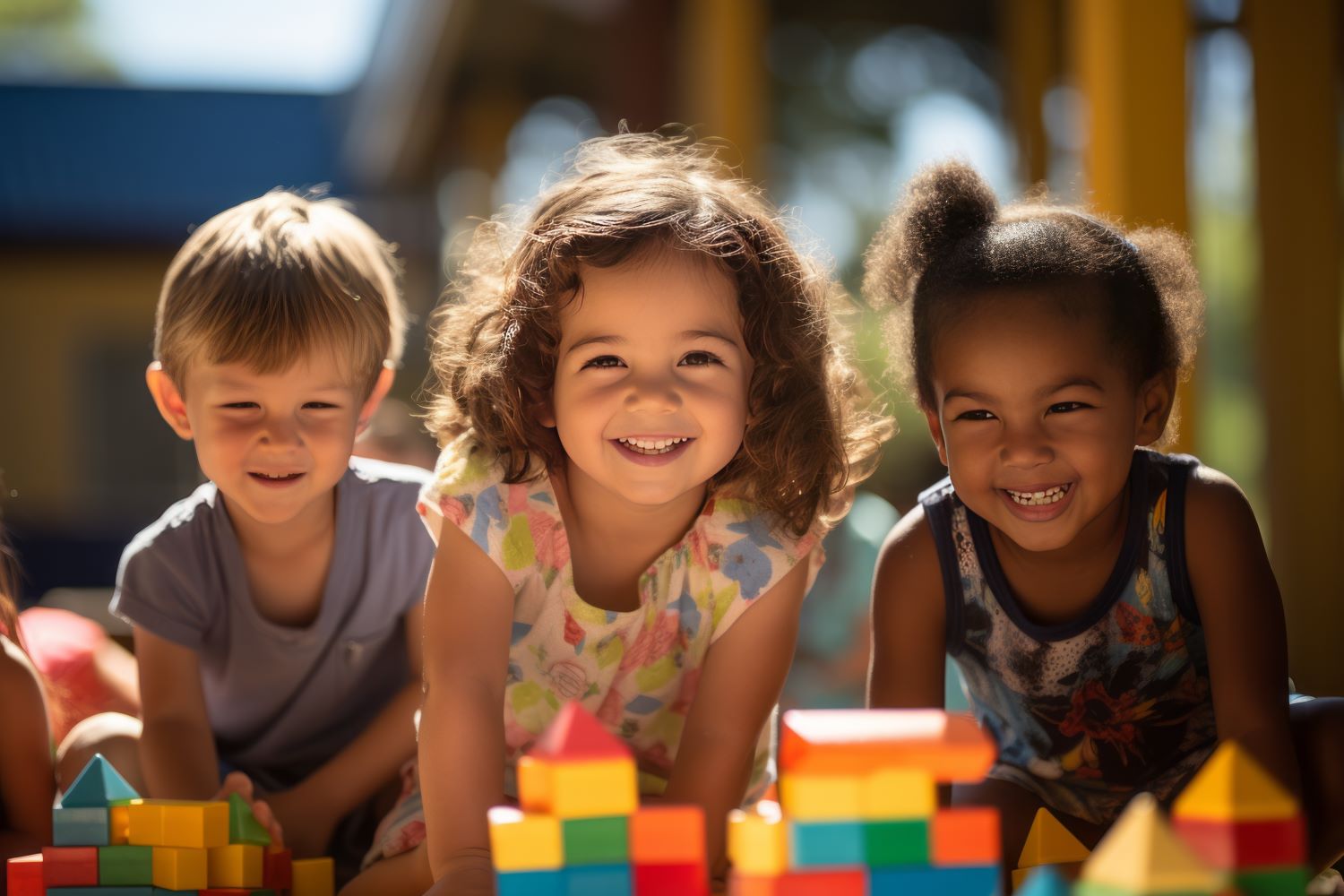 Kindergarten Students Playing With Color Blocks, Generative AI Kindergarten Students Playing With Color Blocks, Generative AI