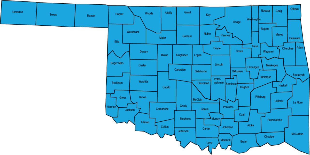 State map of Oklahoma