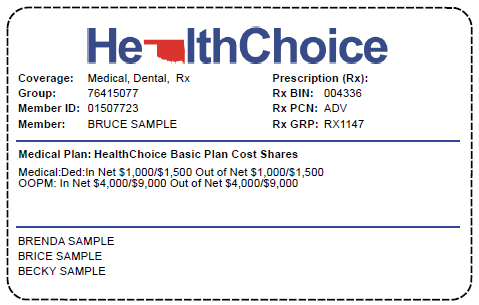 HealthChoice ID card front