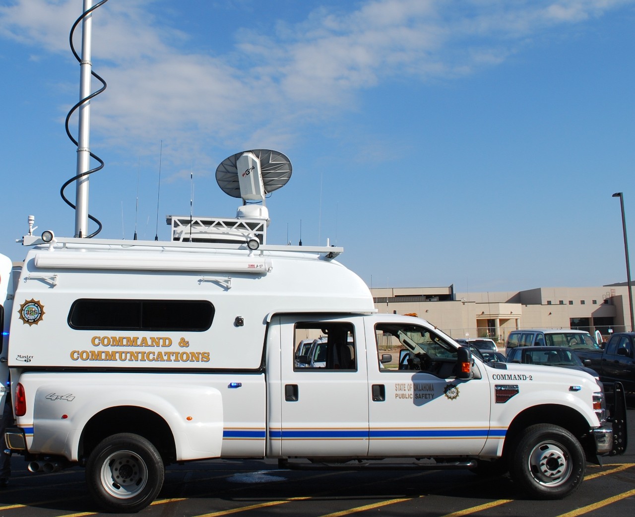 Mobile Communications truck with an antenna and satellite 