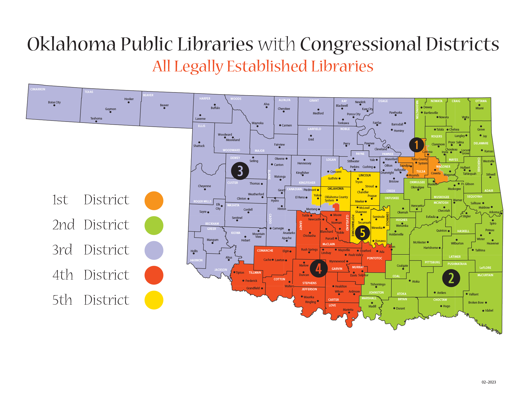 Oklahoma Public Libraries with Congressional Districts