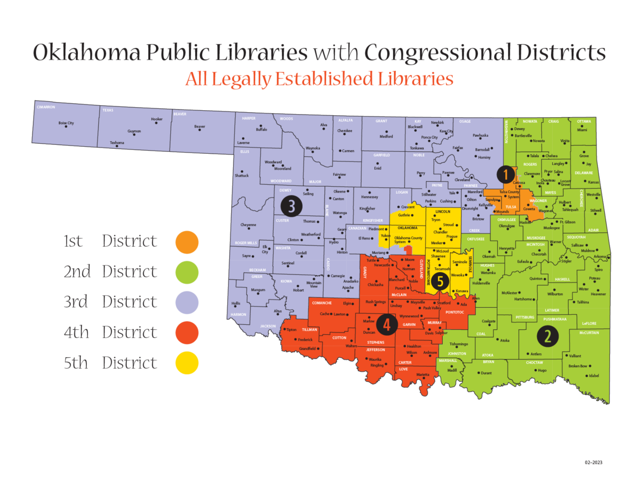 Oklahoma Public Libraries with Congressional Districts