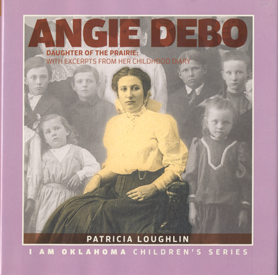 Angie Debo Daughter of the Prairie book cover with text, "Angie Debo Daughter of the Prairie"