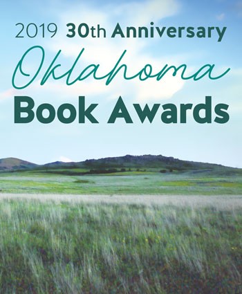 cover page with text, "2019 30th Anniversary Oklahoma Book Awards" and an Oklahoma grassland with hills in the background