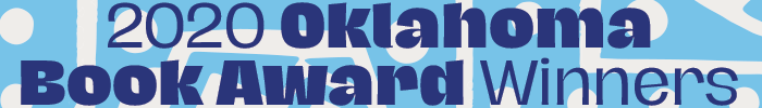 blue and white banner with text "2020 oklahoma book award winners"