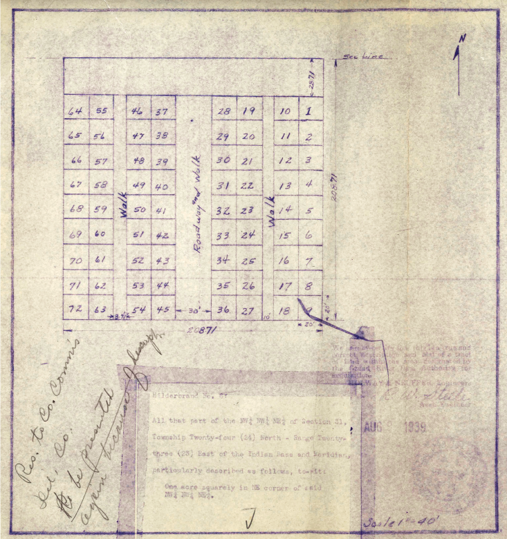 Map of Hilderbrand Cemetery (1939)