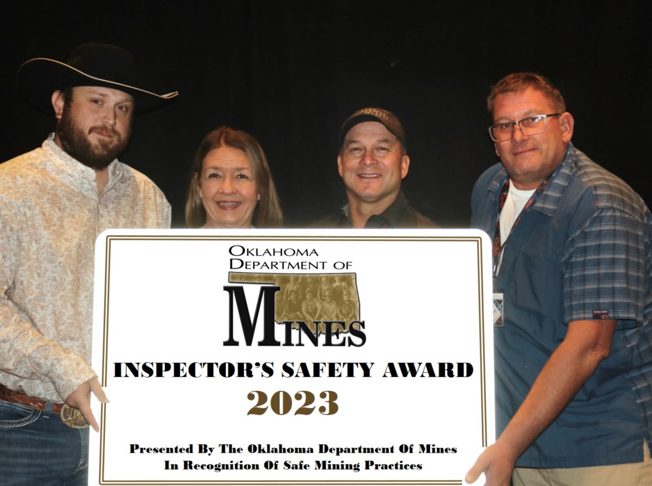 Oklahoma Department of Mines Inspector Fred Woodrow with Large Mine Safety Award Winner Lightle Sand & Construction (South Sand Mine, Permit Number LE-2663)