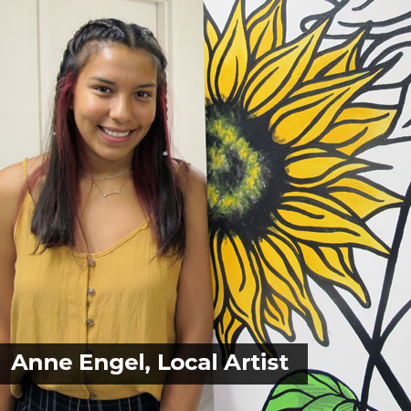 Anne Engel with her art project piece