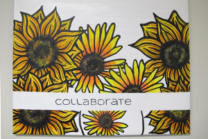 Art project piece with word "Collaborate"