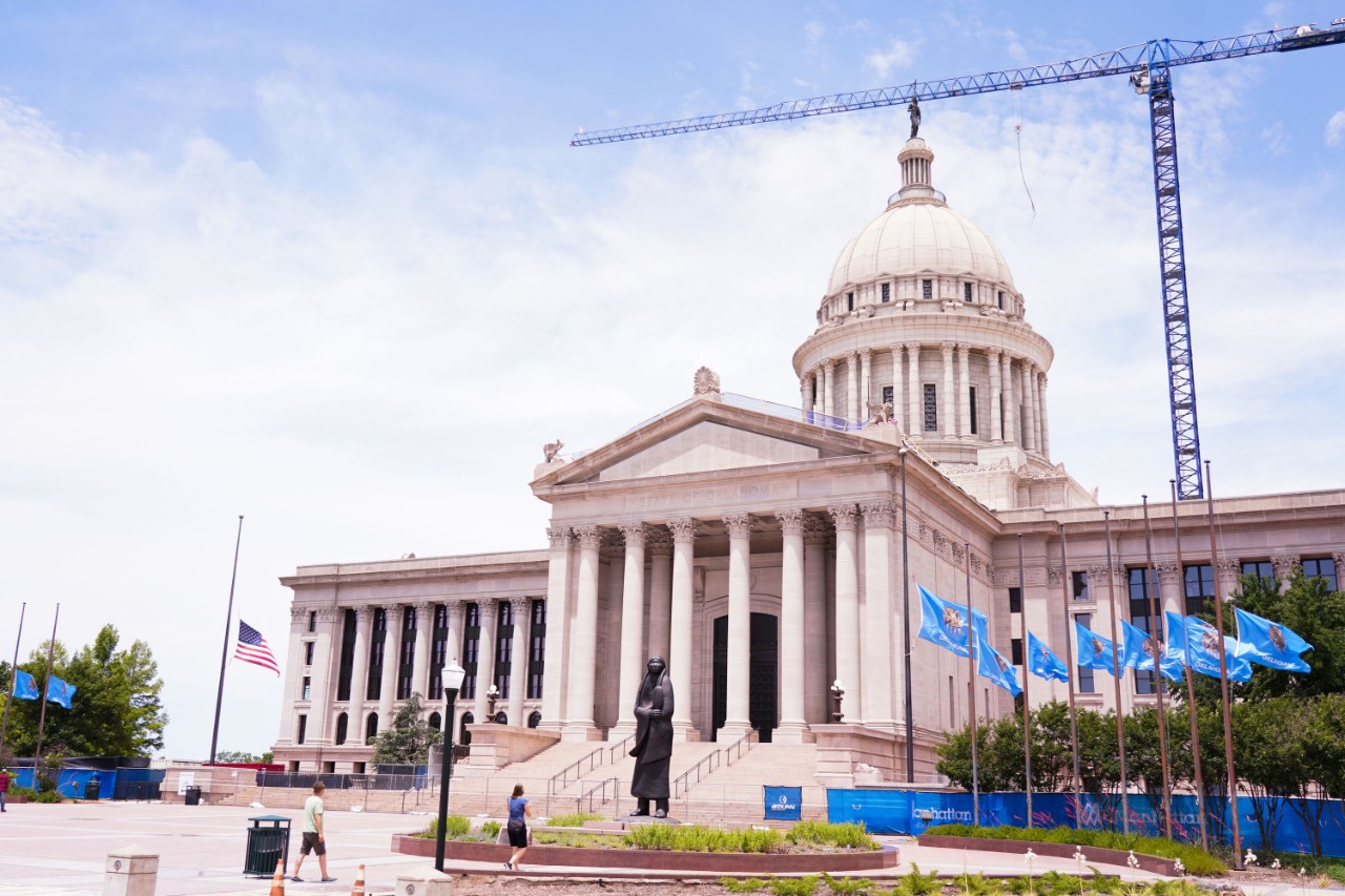 State of Oklahoma Capitol Building in winter snow