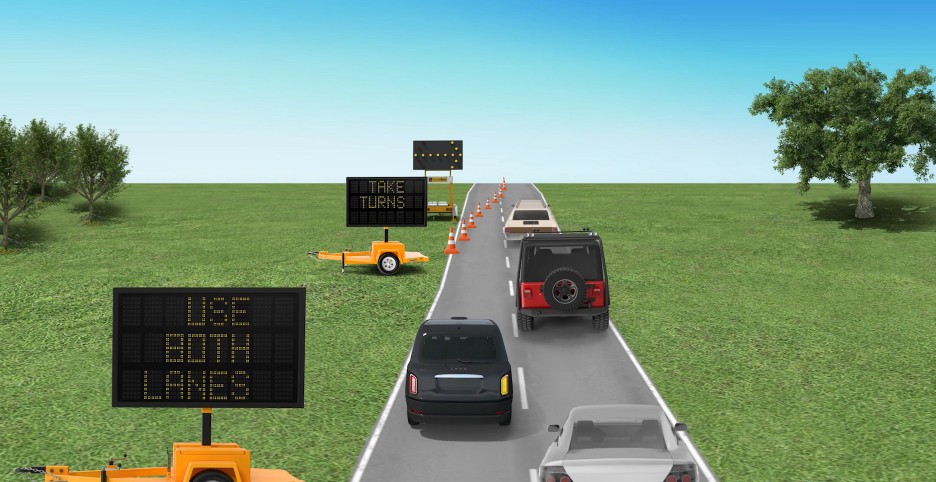 Zipper merge work zone graphic 