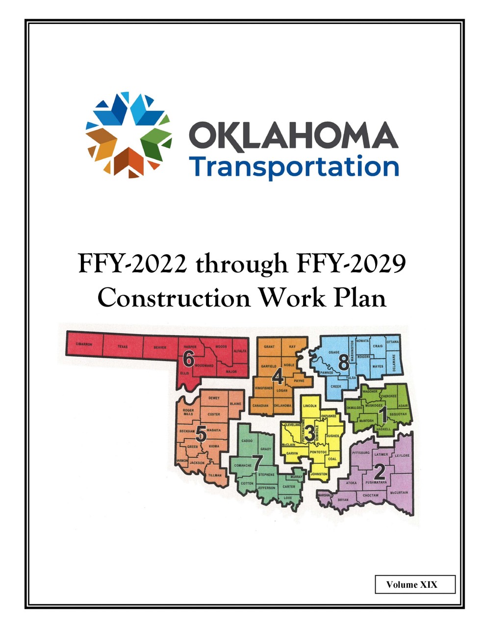 Cover page of the FFY 2022-2029 Eight-Year Construction Work Plan