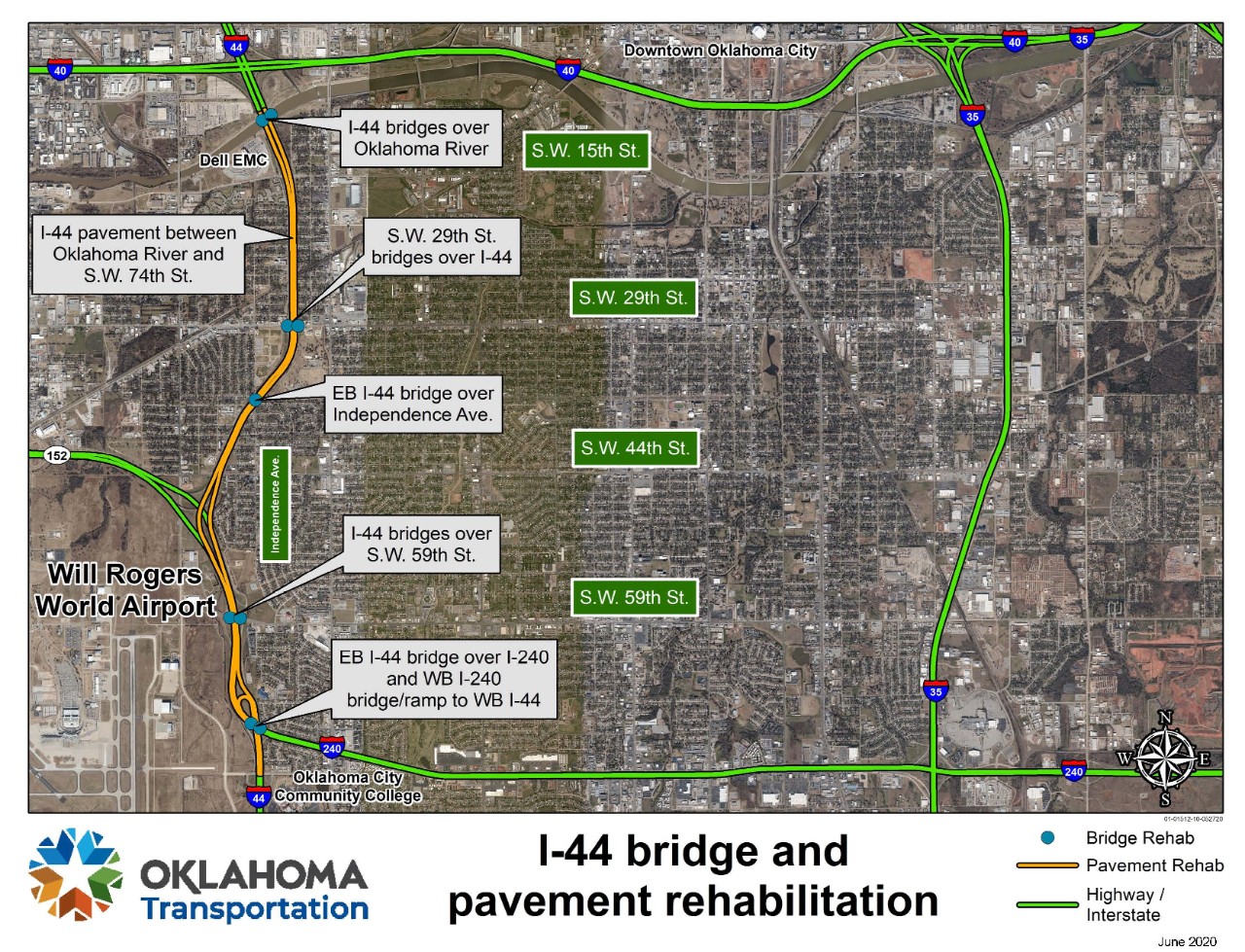 I-44 bridge & pavement rehabilitation map