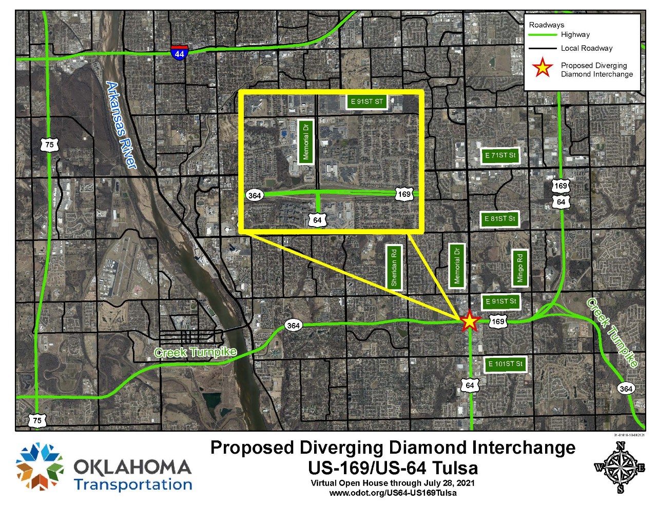 Proposed Diverging Diamond Interchange US-169/US-64 Tulsa