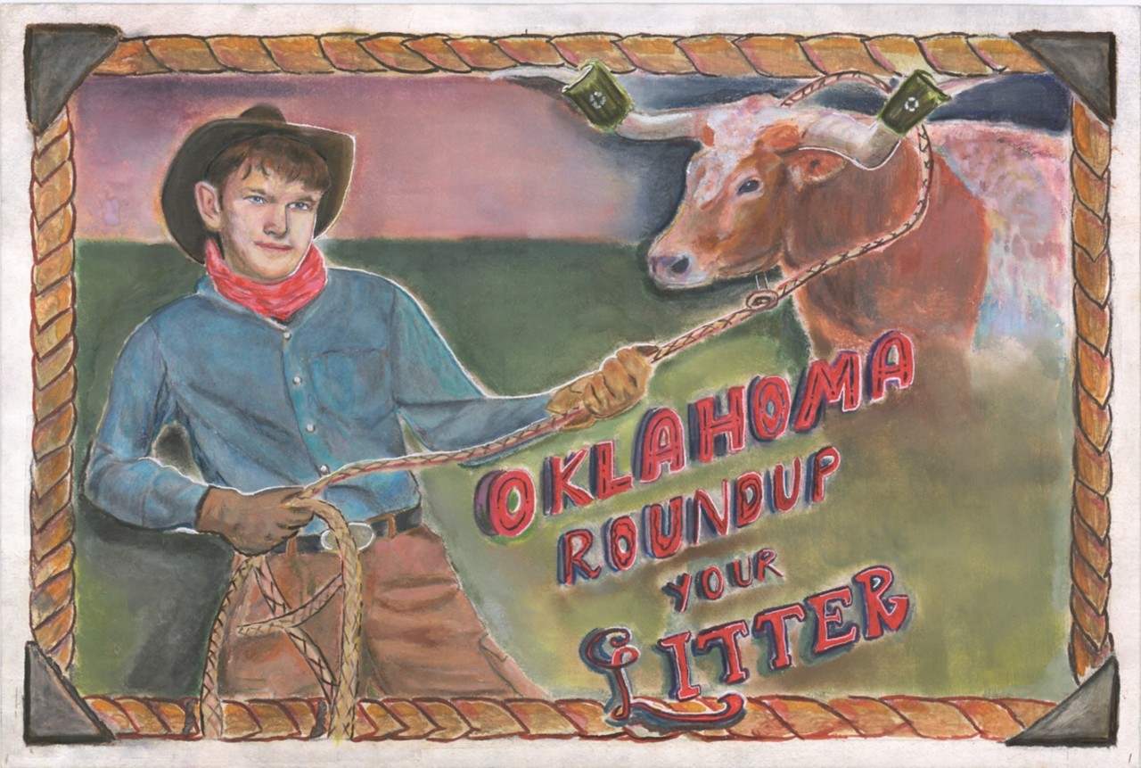 2021 Trash Poster winner PROMO poster of the Year  Posters were scanned by Angel Boyer at the ODOT Warehouse  OKLAHOMA ROUNDUP YOUR LITTER
